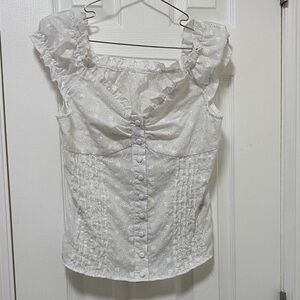 SHEIN Dazy White Ruffled Women's Top